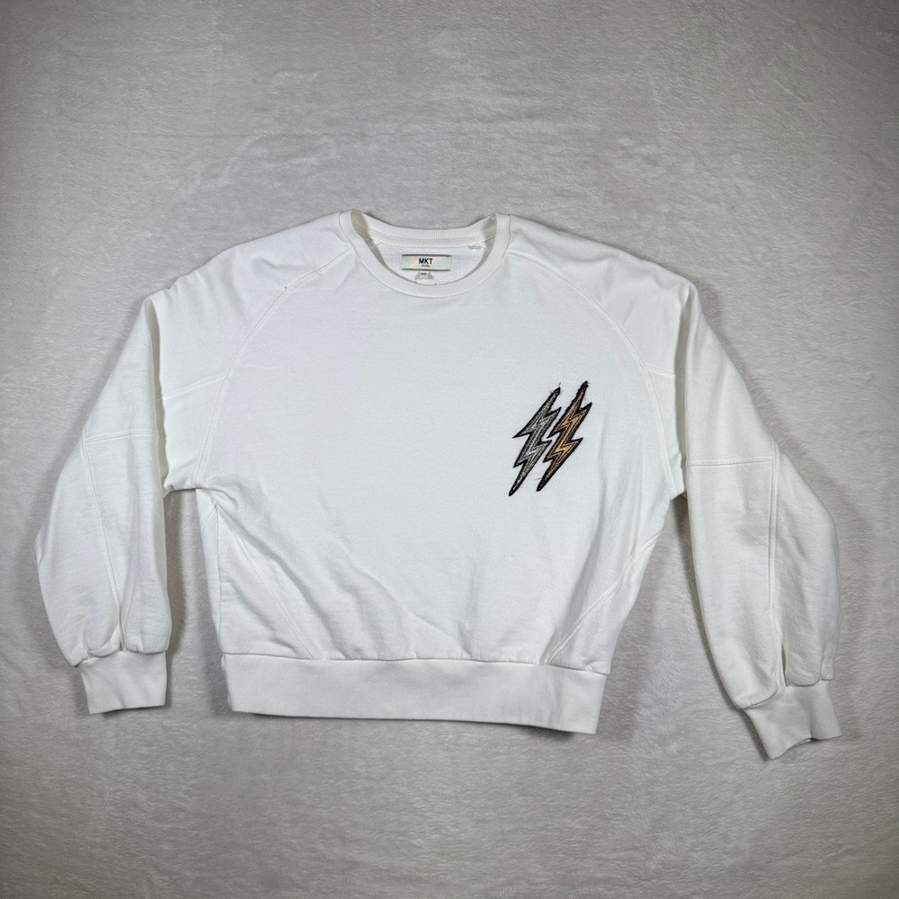 MKT Studio White Lightning‎ Bolt Patch Sweatshirt XS Le Sweatshirt